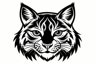 bobcat face line art silhouette vector illustration