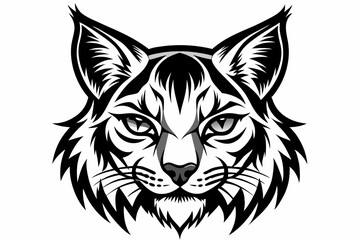 Fototapeta premium bobcat face line art silhouette vector illustration