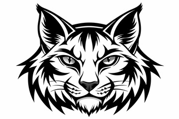 bobcat face line art silhouette vector illustration
