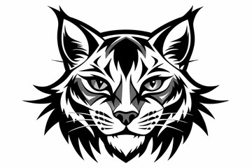 bobcat face line art silhouette vector illustration