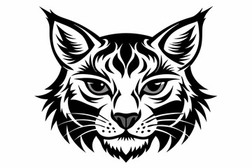 bobcat face line art silhouette vector illustration