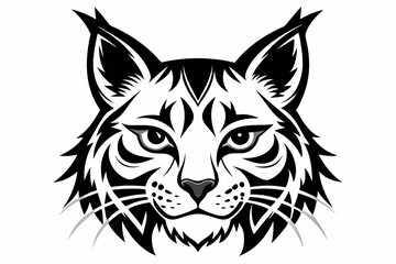 bobcat face line art silhouette vector illustration