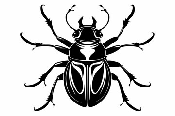 bombardier beetle line art silhouette vector illustration