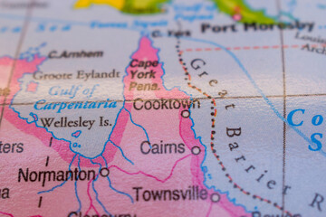 Naklejka premium Cooktown On The World Map-Geo Political Map