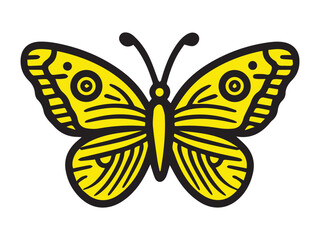 Vibrant Yellow and Black Butterfly – Cute and Playful Insect Vector Illustration
