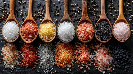 Traditional Chinese food with spices, soup ingredients, and wooden spoon closeup
