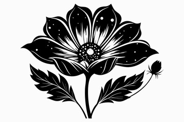 cosmos flower line art silhouette vector illustration