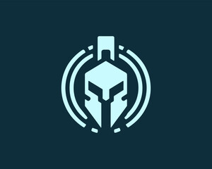 Spartan logo design icon symbol vector illustration. Spartan warrior helmet logo design template