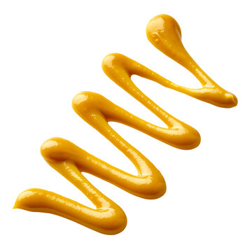 liquid yelow mustard zig zag isolated on white background
