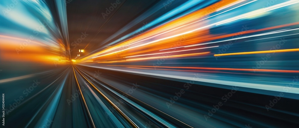 Aufkleber A blurred image of a train moving through a dark tunnel, great for representing journey or travel concepts