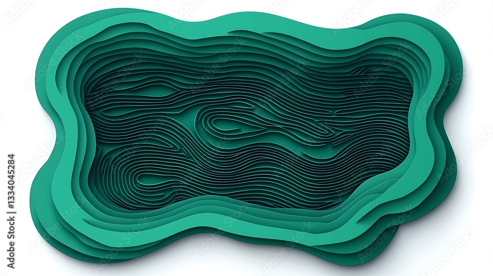 Poster abstract topographical map in green shades layering and contour lines