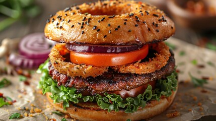 Veggie Burger Isolated. A cheese-free vegetarian