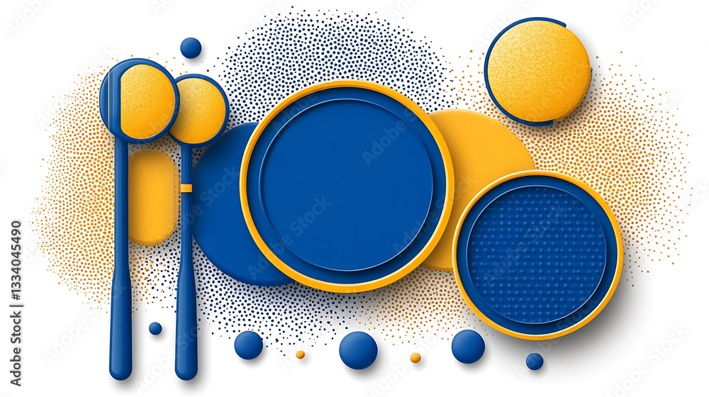 Poster abstract vibrant circle elements with dots backdrop for graphic design
