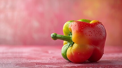 Vibrant Green Bell Pepper on Pink Background