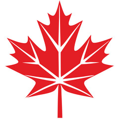Bold Red Maple Leaf Icon Emblem of Canadian Identity
