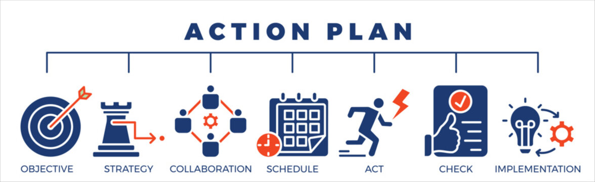 Action Plan Color Line Style Icon Banner