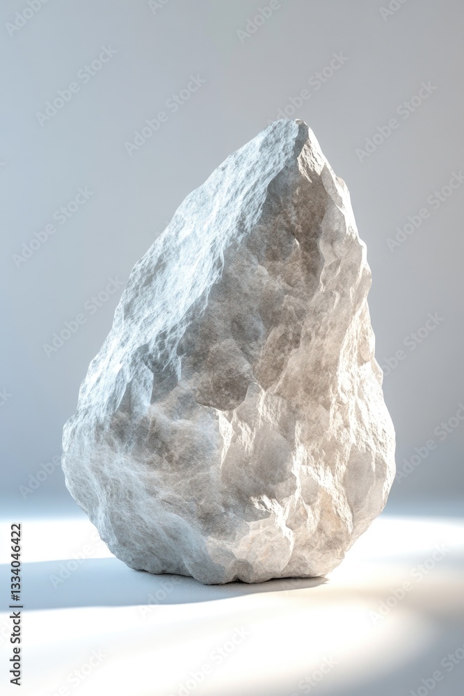 Poster a large rock sitting on a white surface, possibly used as a decorative element or in a design projec