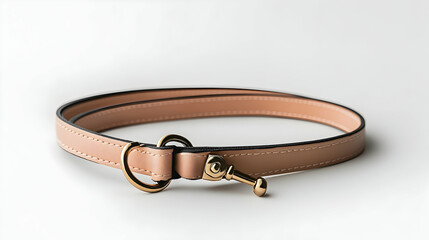 Stylish tan leather dog collar with brass hardware for small breeds, pets, and fashionable animals