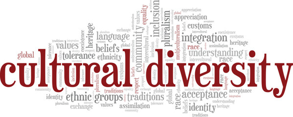Cultural Diversity word cloud conceptual design isolated on white background.