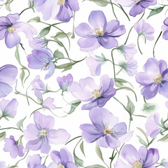 Soft purple and soft violet flowers, white background, watercolor 