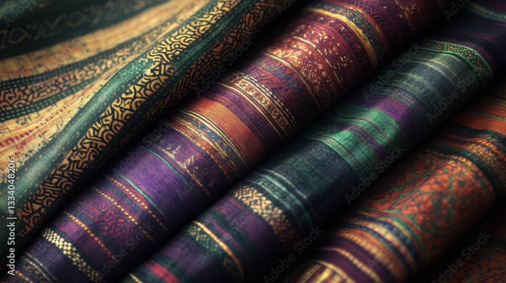 Poster elegant close-up of colorful fabric textures and patterns