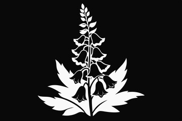 foxglove flower line art silhouette vector illustration © Pinak