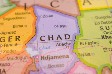 Naklejka premium Chad On The World Map-Geo Political Map