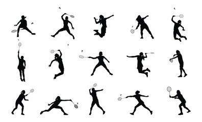 badminton female players silhouettes