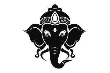 ganesh head line art silhouette vector illustration