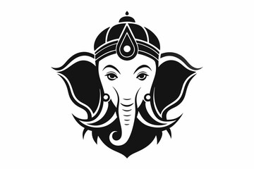 ganesh head line art silhouette vector illustration