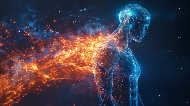 video of the human body surrounded by energy beams
