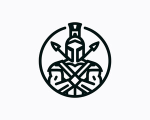 Spartan logo design icon symbol vector illustration. Spartan warrior helmet logo design template