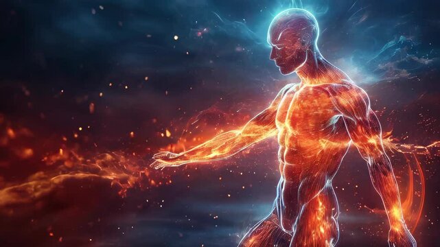 video of the human body surrounded by energy beams
