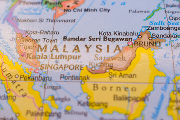Naklejka premium Bandar Seri Begawan On The World Map-Geo Political Map