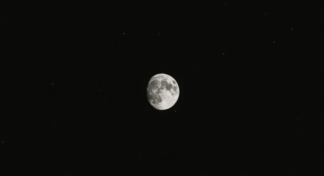 Generative AI Waxing Gibbous Moon and Starry Sky moon waxing gibbous night sky stars astronomy space lunar celestial black and white outer space wonder mystery exploration peace serenity