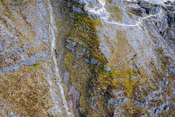Aerial view of the Muckish mountain and the trail called miners path in county Donegal. Ireland