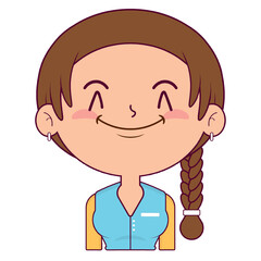 girl braid hair smile face cartoon cute