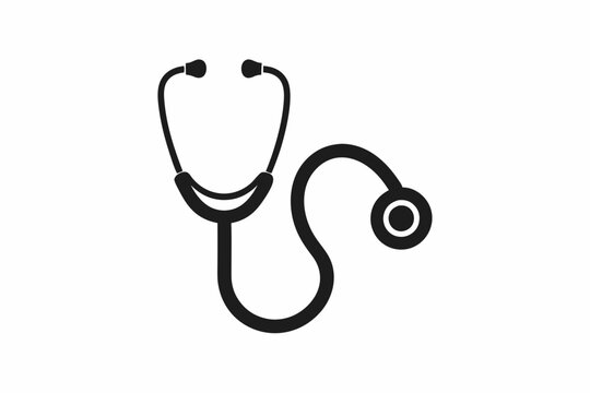 stetoscop icon line art silhouette vector illustration