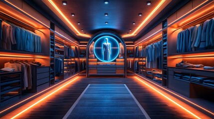 High end closet interior with futuristic lighting high resolution picture
