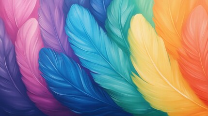Obraz premium A vibrant array of colorful feathers in various shades, creating a visually appealing and artistic display.