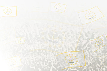 Celebratory Crowd with Rhode Island Flags Background