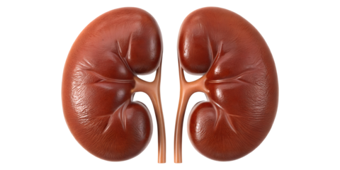 Realistic 3D Render of Human Kidneys on White Background - Detailed Anatomy, Scientific Visualization, Cut Out