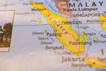 Naklejka premium Padang On The World Map-Geo Political Map