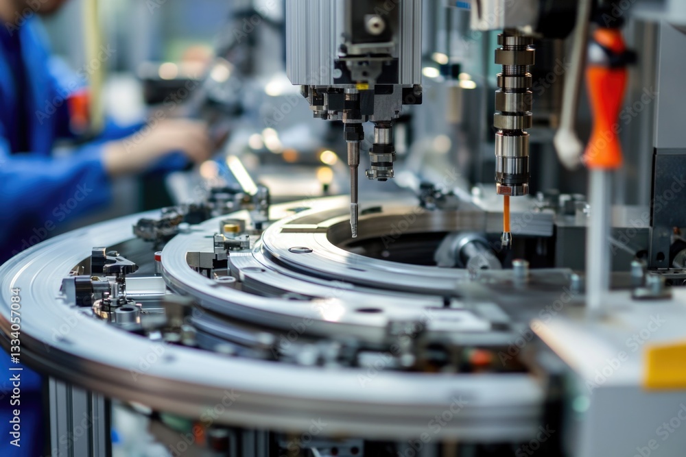 Fototapete a worker operating machinery in a factory setting