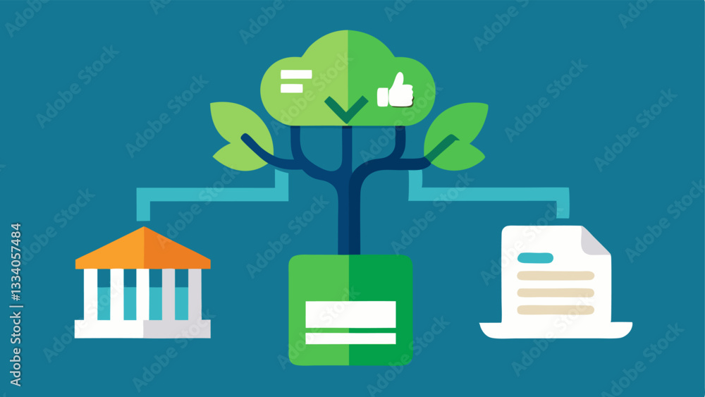 Poster environmentally friendly banking a visual representation of digital banking reducing paper waste wit