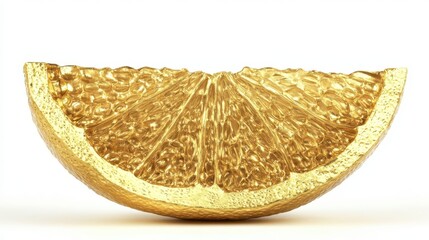 Fototapeta premium A single golden citrus fruit slice isolated on white background