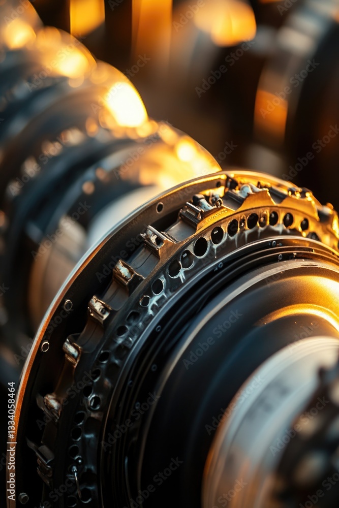 Poster Close-up shot of intricate machine gears in action