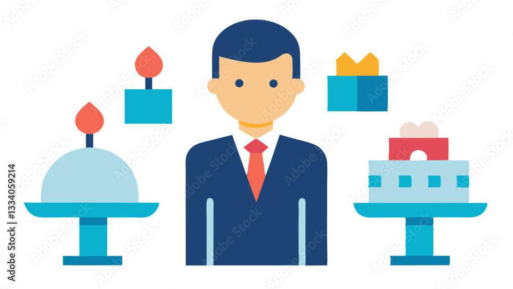 Poster event coordination illustrating a professional coordinating an event
