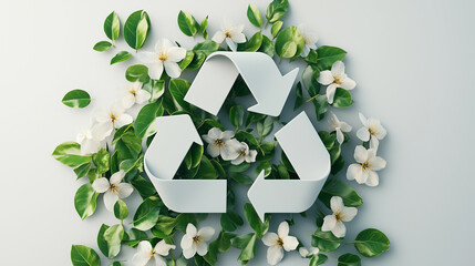 Recycle symbol icon sign with professional environment background . concept sorting of waste at office and for working people
