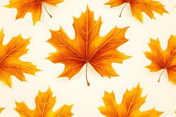 Fototapeta premium Vibrant Autumn Maple Leaves Seamless Pattern